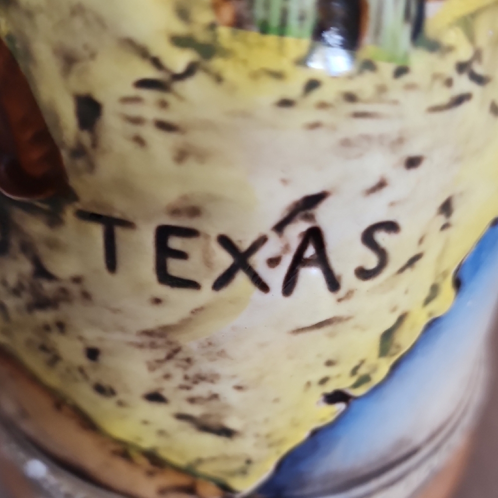 Texas Ceramic Souvenir Beer Stein - Yellow & Blue - Picture 6 of 13